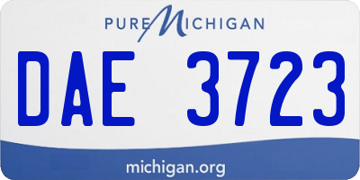 MI license plate DAE3723