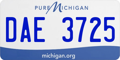 MI license plate DAE3725