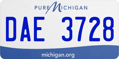 MI license plate DAE3728