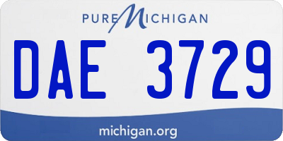 MI license plate DAE3729