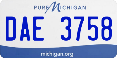 MI license plate DAE3758