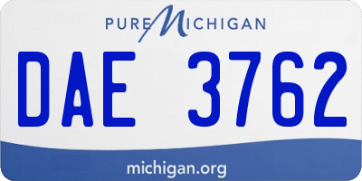MI license plate DAE3762