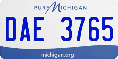MI license plate DAE3765