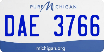 MI license plate DAE3766
