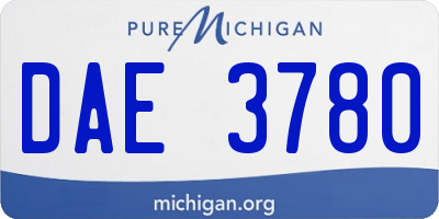 MI license plate DAE3780