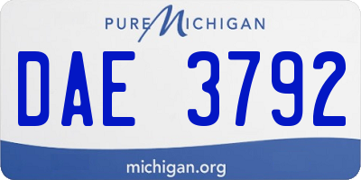 MI license plate DAE3792