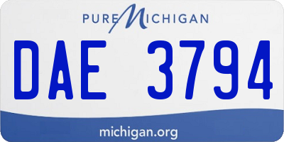 MI license plate DAE3794