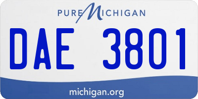 MI license plate DAE3801