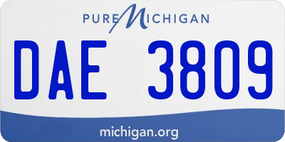 MI license plate DAE3809