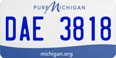 MI license plate DAE3818