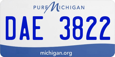 MI license plate DAE3822