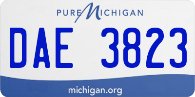 MI license plate DAE3823
