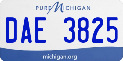 MI license plate DAE3825