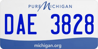 MI license plate DAE3828