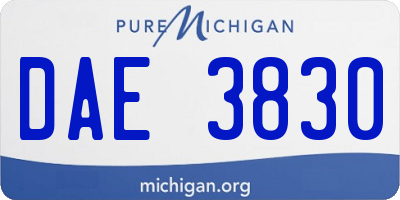 MI license plate DAE3830