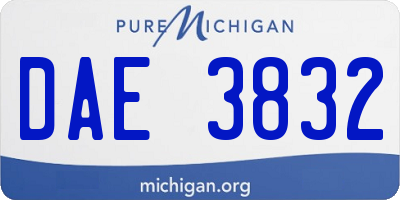 MI license plate DAE3832