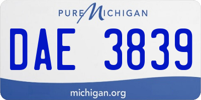 MI license plate DAE3839