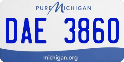 MI license plate DAE3860