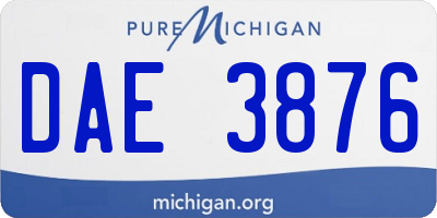 MI license plate DAE3876