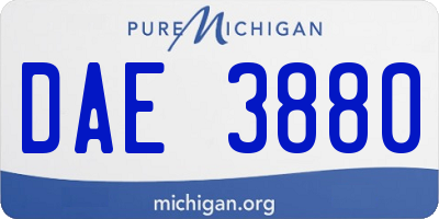 MI license plate DAE3880