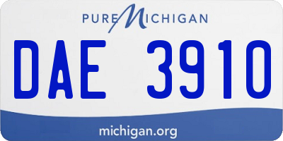 MI license plate DAE3910