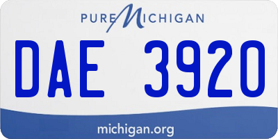 MI license plate DAE3920