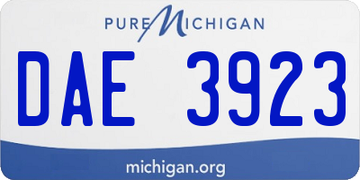 MI license plate DAE3923