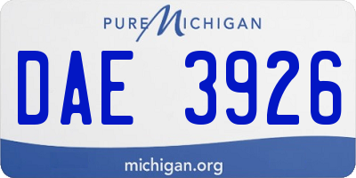 MI license plate DAE3926