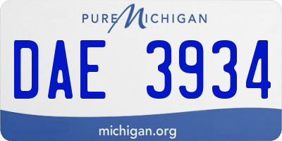 MI license plate DAE3934