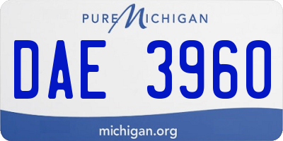 MI license plate DAE3960
