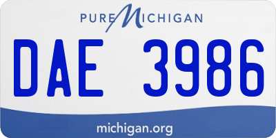MI license plate DAE3986