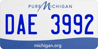 MI license plate DAE3992
