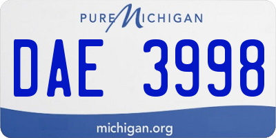 MI license plate DAE3998