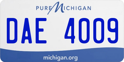 MI license plate DAE4009