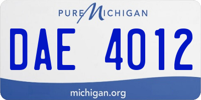 MI license plate DAE4012