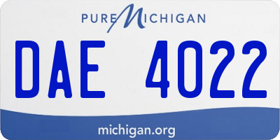 MI license plate DAE4022