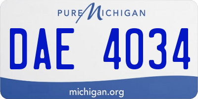 MI license plate DAE4034