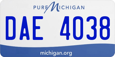 MI license plate DAE4038