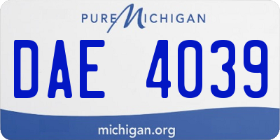 MI license plate DAE4039