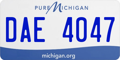 MI license plate DAE4047