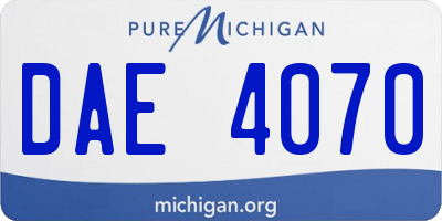 MI license plate DAE4070