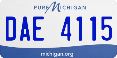MI license plate DAE4115