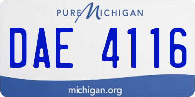 MI license plate DAE4116