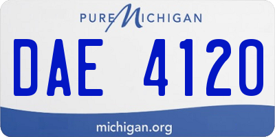 MI license plate DAE4120