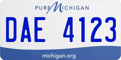 MI license plate DAE4123