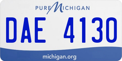 MI license plate DAE4130