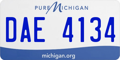MI license plate DAE4134