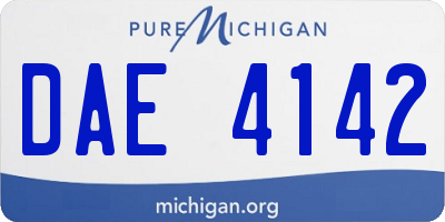 MI license plate DAE4142