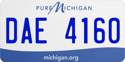 MI license plate DAE4160