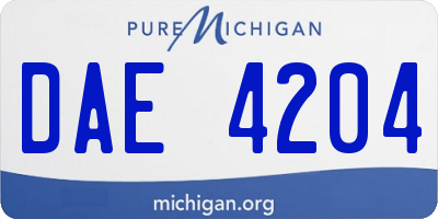 MI license plate DAE4204